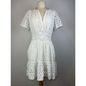 Anthropologie Sz M Somerset Eyelet Mini Dress White